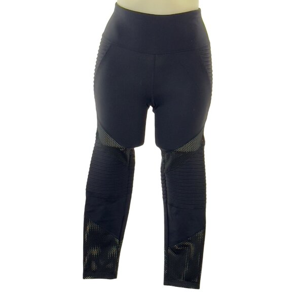 BETSEY JOHNSON Women's Black Activewear Leggings Tufted w/ Mesh Inserts Size S - Picture 7 of 7